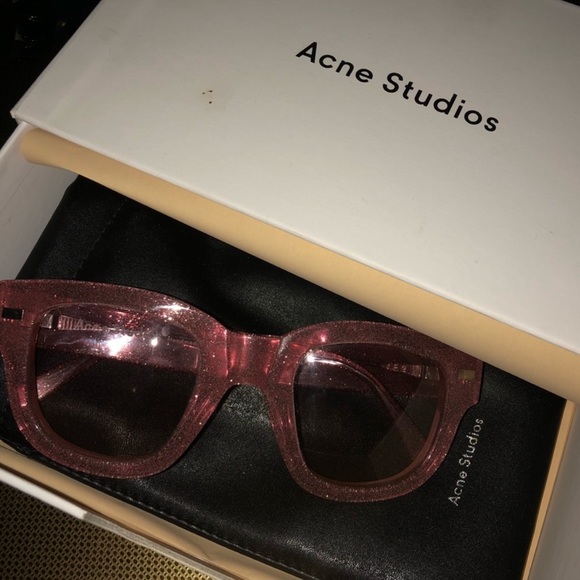 ACNE STUDIOS PINK GLITTER SUNGLASSES - Picture 3 of 3